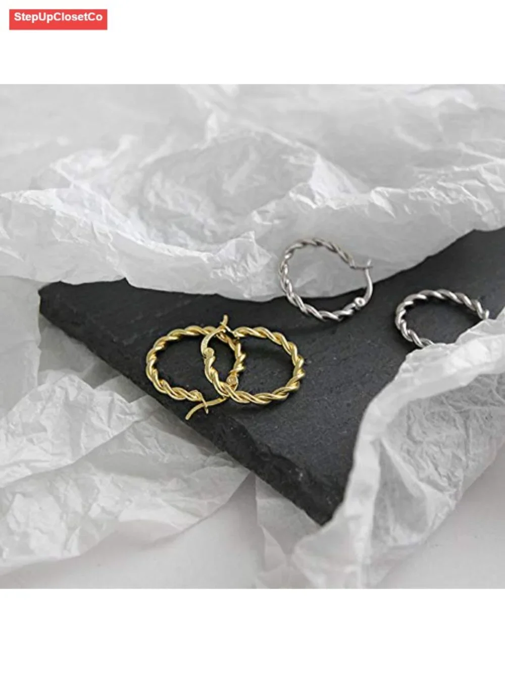 Minimalist Twisted Hoop Earrings Huggie Celtic Love Knot 20mm Copper